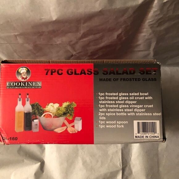 Cookinex 7 PC Glass Salad Set NIB - Picture 3 of 4